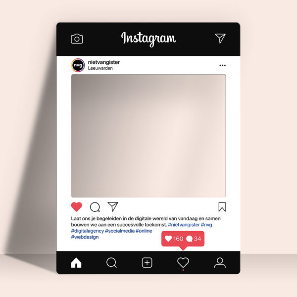 instagram frame / bord voorbeeld van full service marketing agency niet van gister